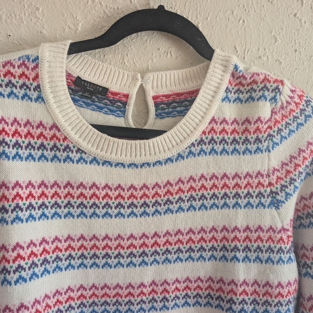 Talbot's Petite Multicolored Pattern Sweater - Picture 2 of 7